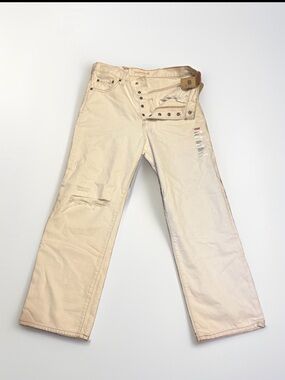 Levi's Cream High-Rise Straight Jeans